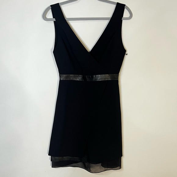 Alice + Olivia Brice layered lamb leather silk black mini sleeveless dress nwt 2 - Picture 5 of 13